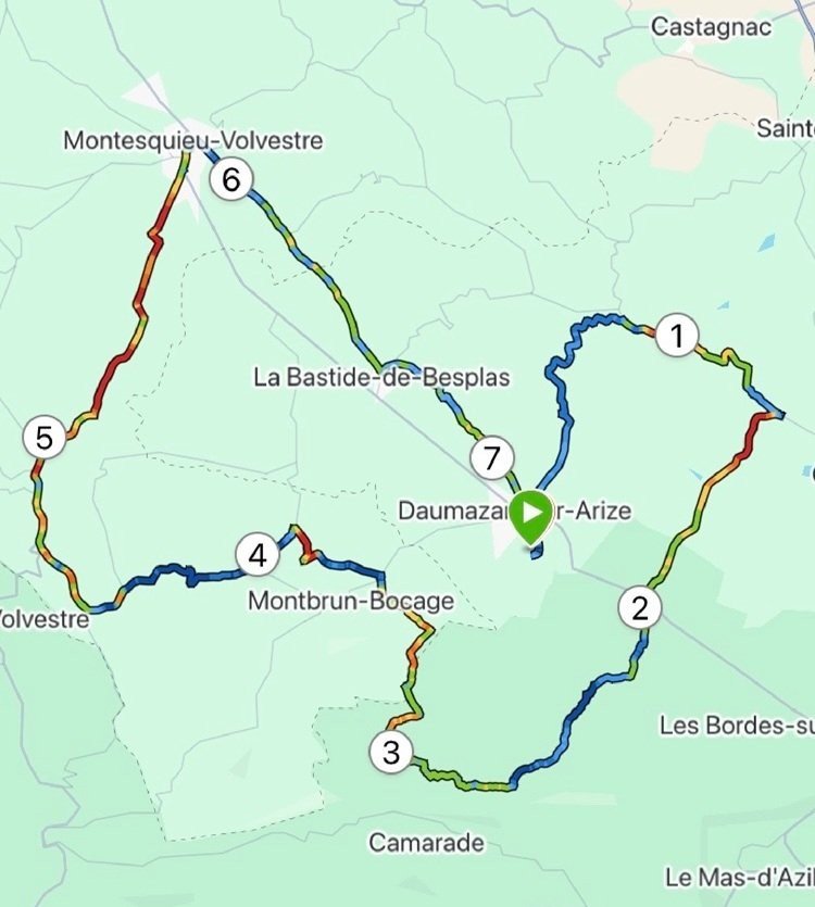 Rondje Daumazan-sur-Arize - uitdagende wielrenroute van 60km